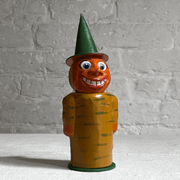 Papier Mâché Pumpkin Person with Witch Hat
