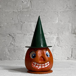 Pumpkin with Green Witches Hat