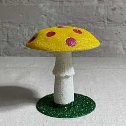 Glitter Mushroom in Neon Yellow with Pink Dots