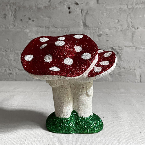 Glitter Mushroom Couple in Red with Dots