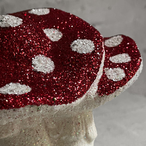 Glitter Mushroom Couple in Red with Dots