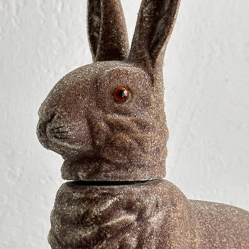 Papier-Mâché XL Beaded Dark Brown Seated Bunny