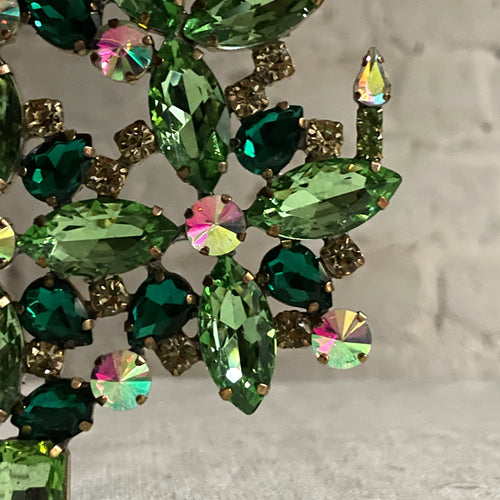 Nostalgic Glass Jeweled Tree with Green Stones