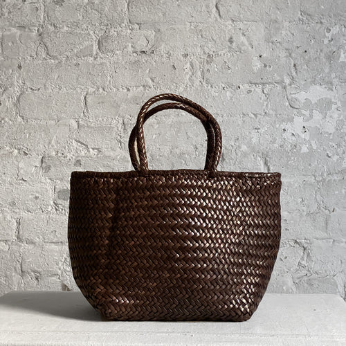 Leather Dragon Diffusion Small Grace Basket Tote in Dark Brown