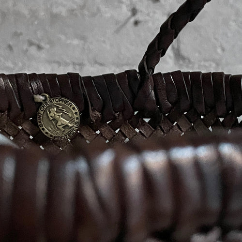 Leather Dragon Diffusion Mini Flat Gora Tote in Dark Brown