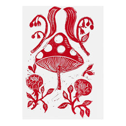 Block Printed Mushrooms Folded Card