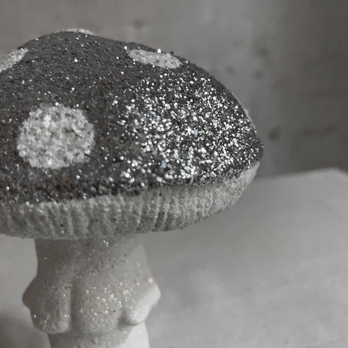 Medium Glitter Mushroom in Silver