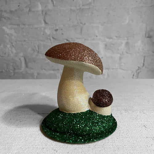 Small Double Glitter Mushroom in Brown