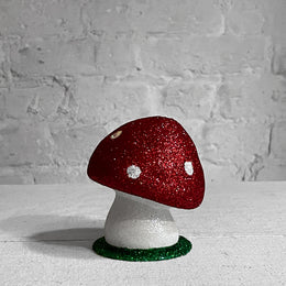 Small Glitter Mushroom in Classic Red