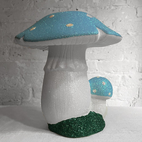 Double Glitter Mushroom in Light Blue