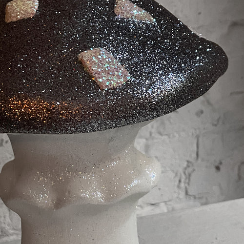 Large Glitter Mushroom in Gunmetal Grey
