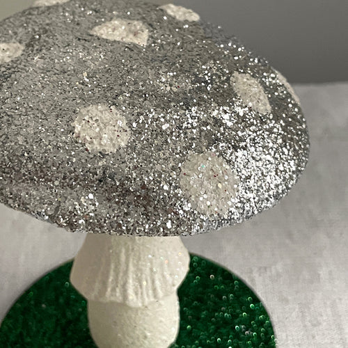 Small Glitter Mushroom in Silver