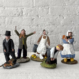 Handmade Papier-Mâché Set of 5 Farm Figures on table