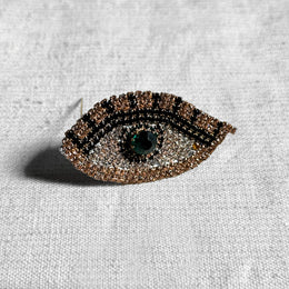 Crystal Emerald Eye Brooch