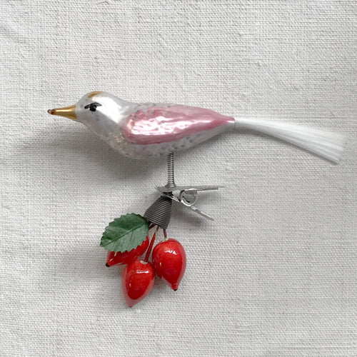 Nostalgic Bird with Rose Bud Clip-On Ornament