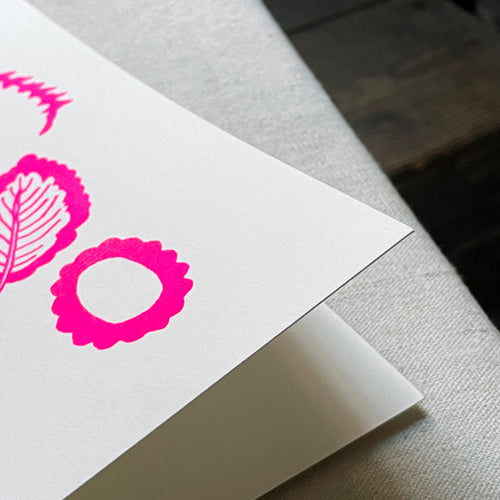 Block Printed Pink XO Folded Card