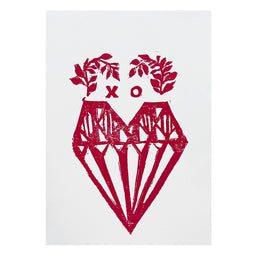 Block Printed Jewel Heart Folded Card