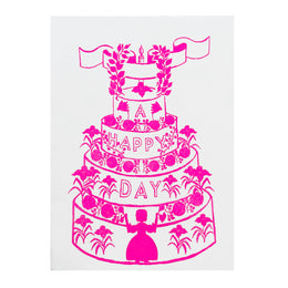 Block Printed A Happy Day Cake Folded Card