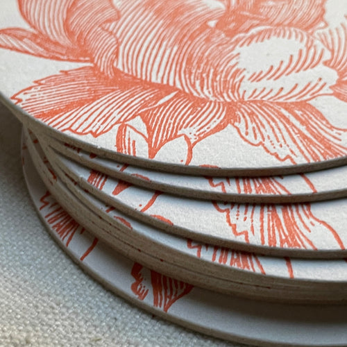 Set of 8 Letterpress Orange Tulip Coasters