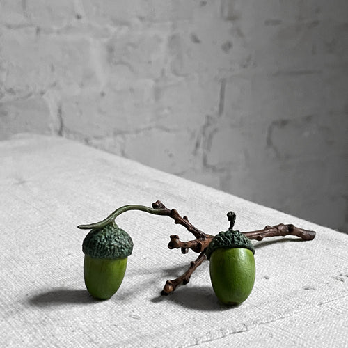 Porcelain Twig with Two Acorns