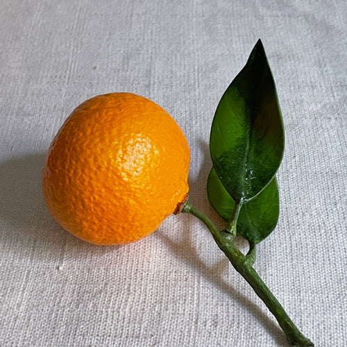 Porcelain Clementine with Two Leaves
