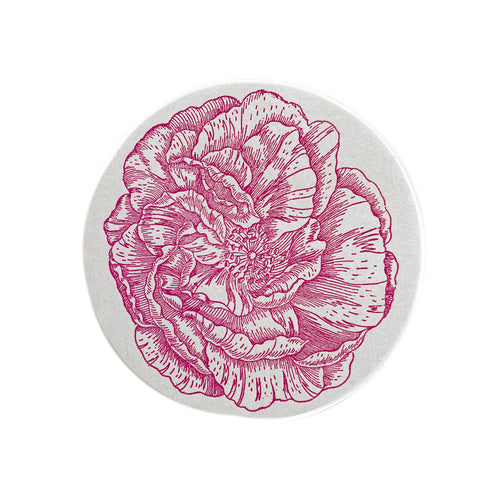 Set of 8 Letterpress Dark Pink Rose Coasters