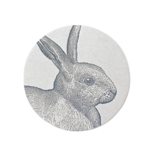 Set of 8 Letterpress Rabbit Coasters