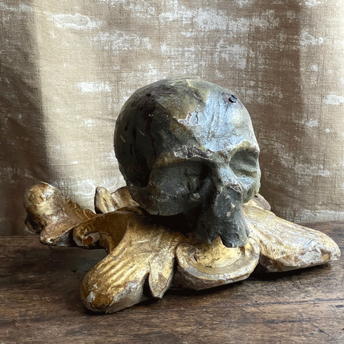 Early 20th Century Carved Austrian Skull Reliquary