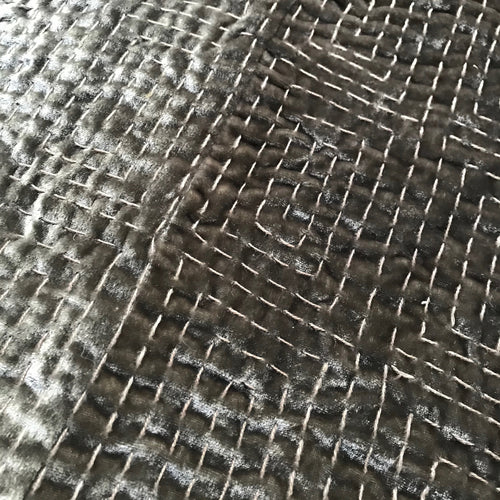 Metril Silk Velvet Embroidered Throw in Silver