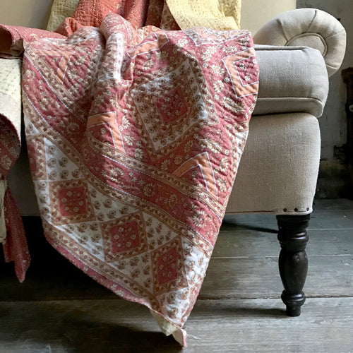 Coral & Buttermilk Newly Printed Queen Bedcover