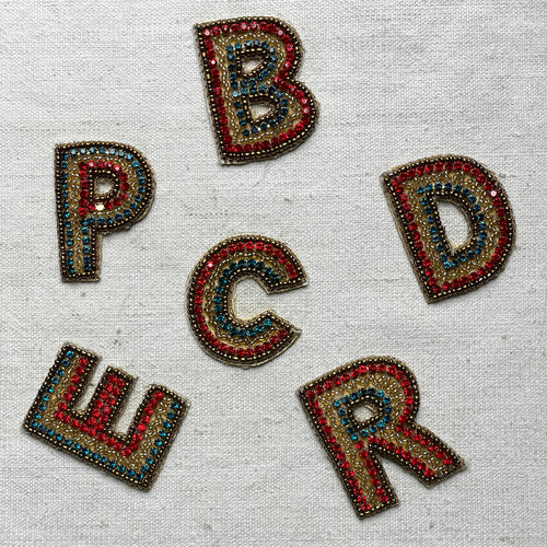 Jeweled Red, Yellow, & Blue Stick On Letter Patches