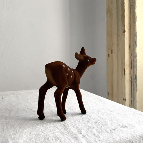 Ino Schaller Small Flocked Deer in Brown with Dots