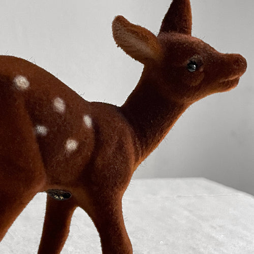 Ino Schaller Small Flocked Deer in Brown with Dots