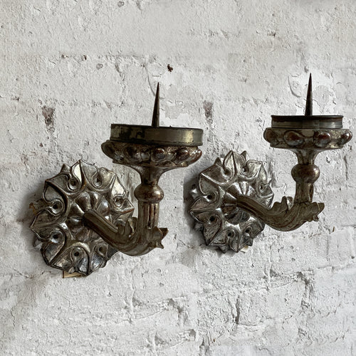 19th Century Silver Gold Leafed Austrian Sconce Pair