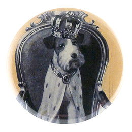 Crowned dog available in Pocket Mirror, Magnet, Button Pin or Bottle Opener
