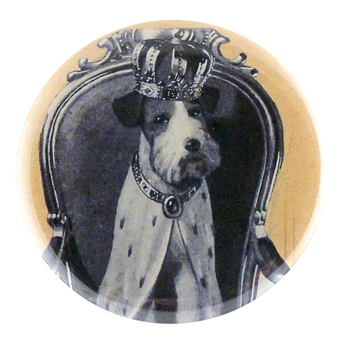 Crowned dog available in Pocket Mirror, Magnet, Button Pin or Bottle Opener