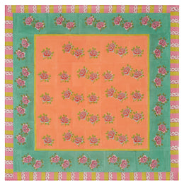 Lisa Corti Panel in Ortensia Peach Emerald Cotton Muslin 220 x 220cm