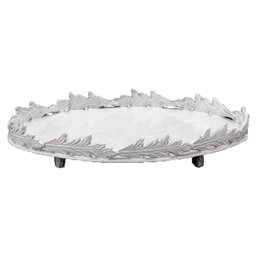 Setsuko Large Oval Footed Platter with Leaves