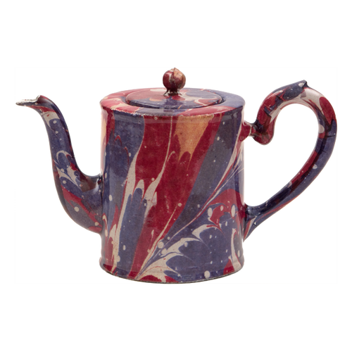 Red Blue and Yellow Marble Teapot - Large