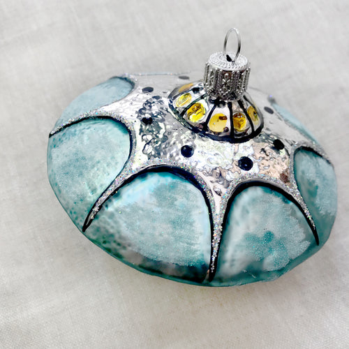 Light Blue Spaceship Ornament