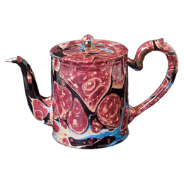 Black Blue & Red Marble Teapot- Small