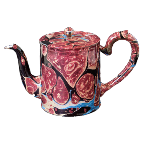 Black Blue & Red Marble Teapot- Small