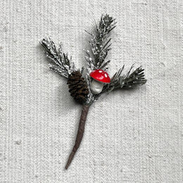 Paper Branch with Cotton Mushroom Ornament