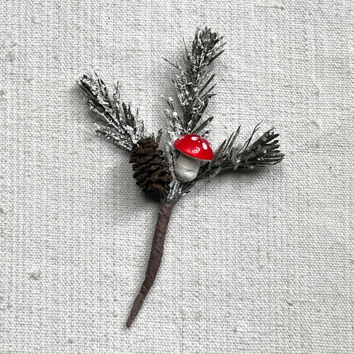 Paper Branch with Cotton Mushroom Ornament