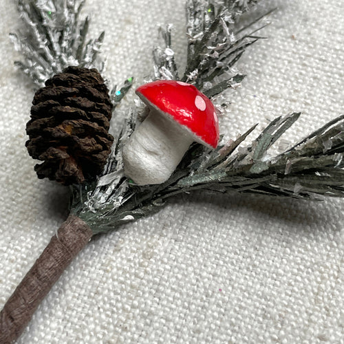 Paper Branch with Cotton Mushroom Ornament