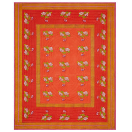 Lisa Corti Reversible Queen Quilt in Tea Flower Red Orange 220 x 270cm