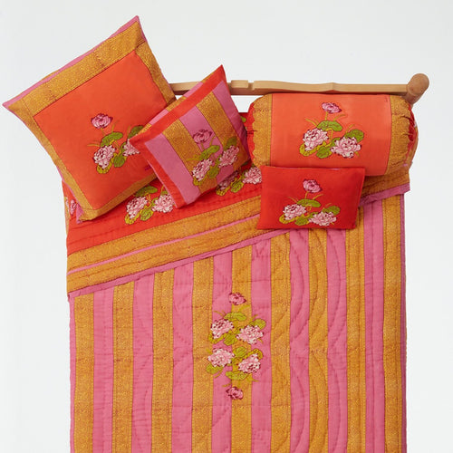 Lisa Corti Reversible King Quilt in Tea Flower Red Orange 250 x 270cm